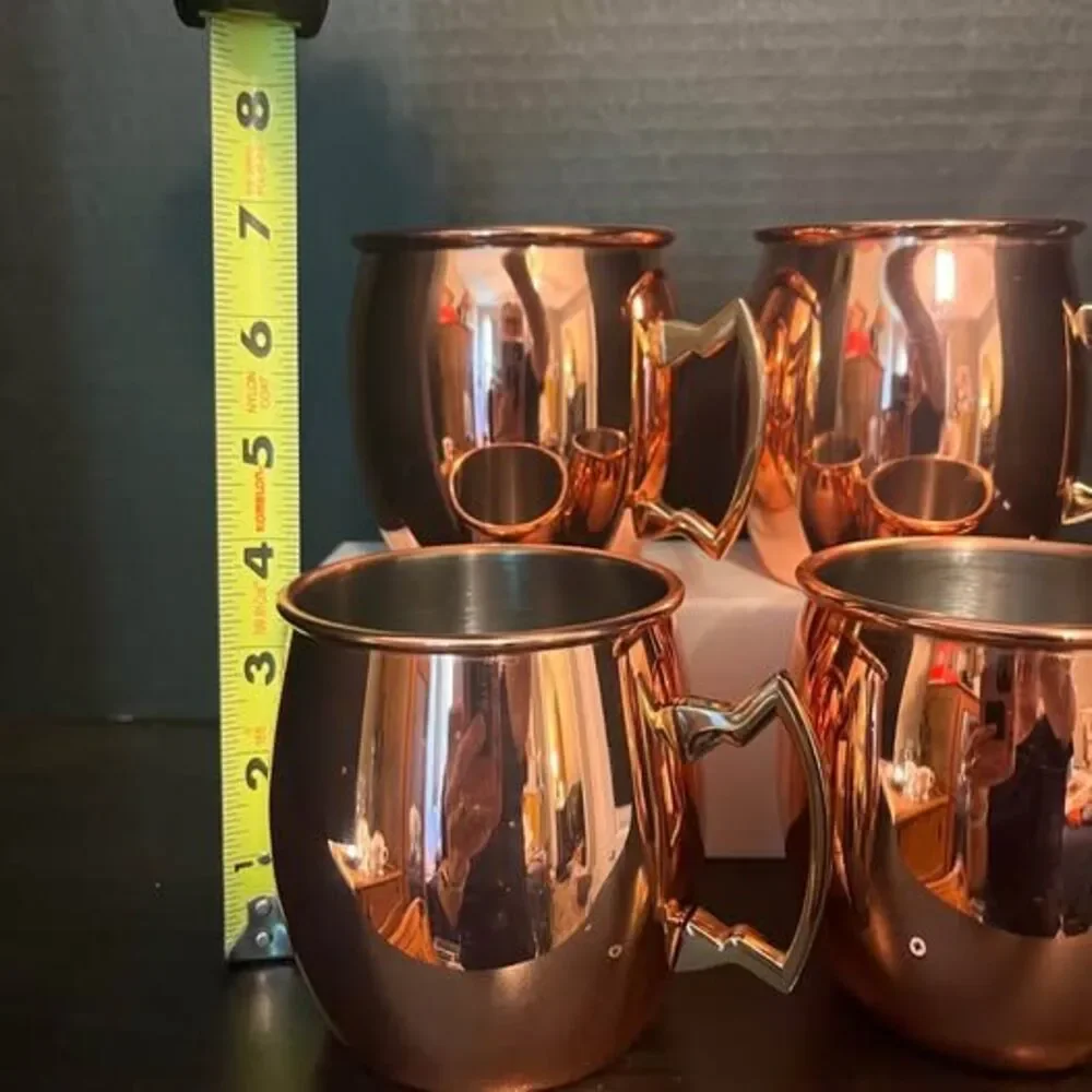 Eco  One Premium Smooth Copper Moscow Mule Mugs with Sculpted Brass Handles – El